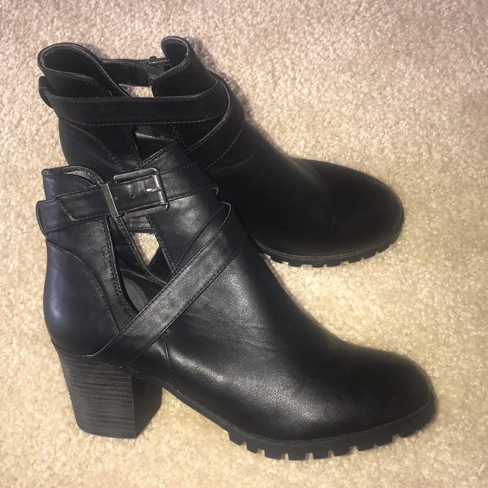 Black Leather Bootie